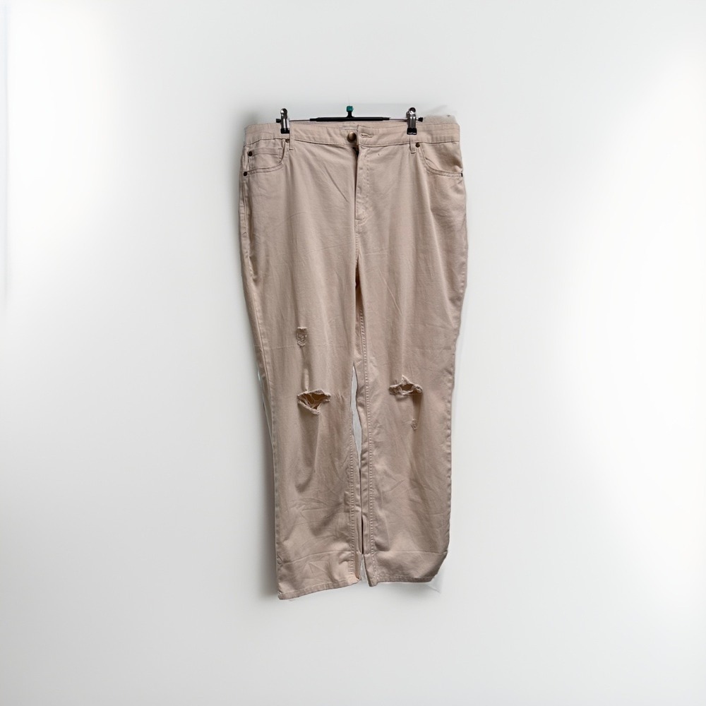 Cato Ripped High Rise Boyfriend Fit Cream Beige Distressed Size 14 Jeans